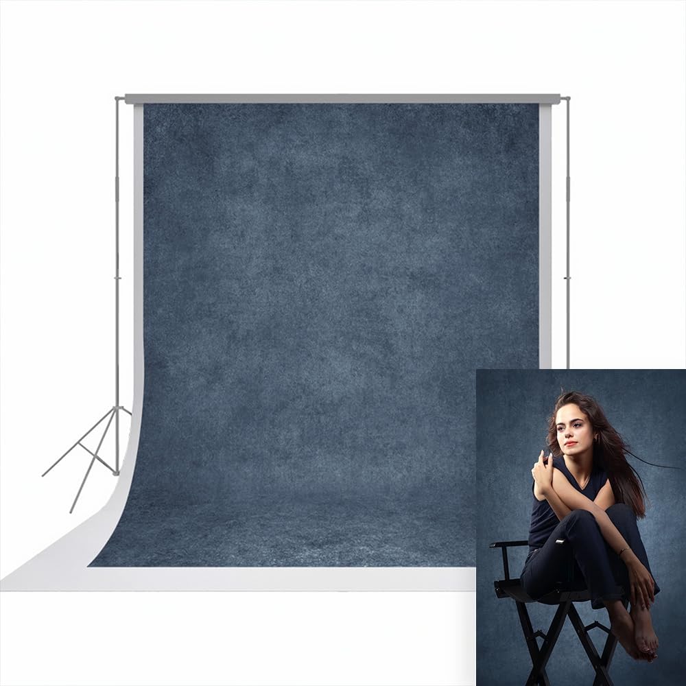 UrcTepics 5×7 ft Denim Blue Fabric Photo Backdrops, Classic Abstract Texture Backdrop for Headshots and Portraits, Vintage Photography Background for Studio and Events.