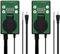 COOS BAY Digital Thermostat Controller -4 to 108°F, Temperature Control for Greenhouse Heater, Heat Mat, Grow Tent, Garage, Reptile Enclosure, Homebrew, Seedling, 15A/1500W, Green, 2 Pack
