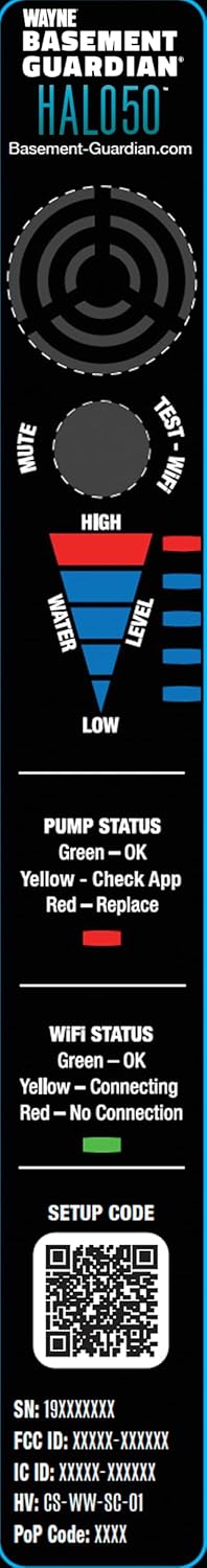 WAYNE HALO50 Smart Sump Pump – ½ HP Stainless Steel Basement Protection Pump, Up to 5,100 GPH – Digitally Connected Flood Protection with App Monitoring – Quiet Operation