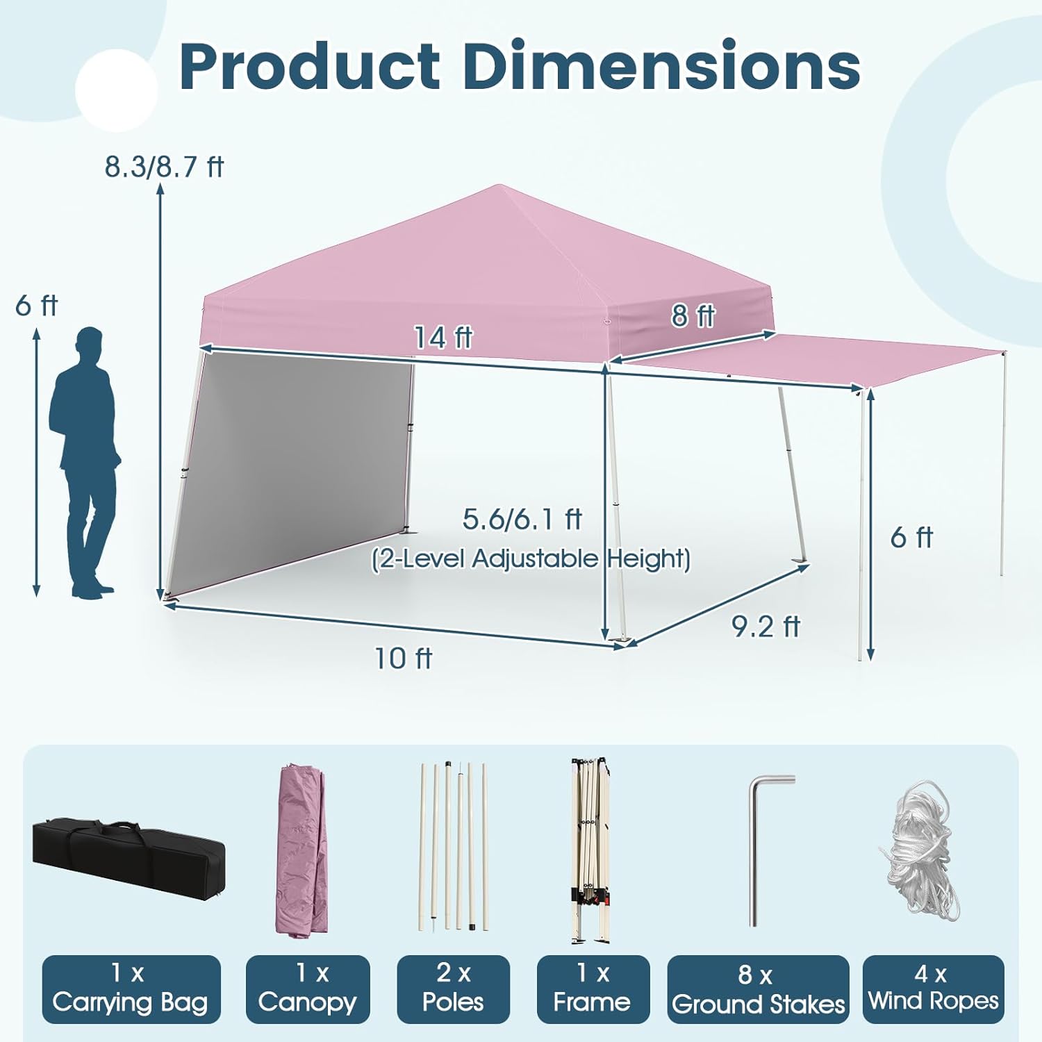 Tangkula 10x9.2 Ft Pop up Canopy with Sidewalls, UPF50+ Outdoor Tent with 8 Stakes, 4 Wind Ropes, Carry Bag, Portable Canopy Tent with Awnings for Camping, Patio, Market