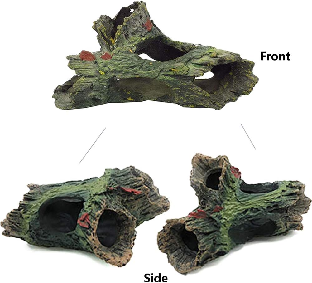 Tfwadmx Decaying Trunk Aquarium Ornament, Betta Fish Hideout Caves - Small Resin Aquarium Decoration Log with Holes for 20 Gallon Fish Tank