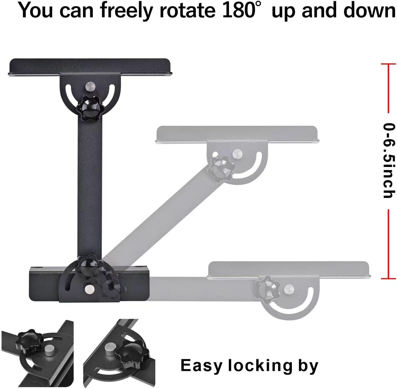 Aquarium Light Riser & Holder - Adjustable Clamp Kit (2pcs), Max 0.83" Glass+Trim, Fits ≤4.9" Wide Lights on Lidless Tanks (Large)