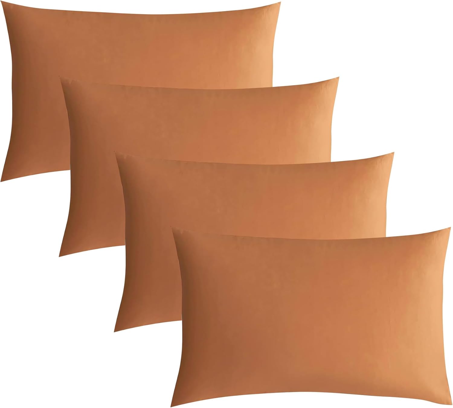 JELLYMONI Pillowcases Standard Set of 4 Cotton Envelope Pillow Covers Caramel 20×26in Bed Pillow Cases 100% Washed Cotton Soft Breathable (Pillows are not Included)
