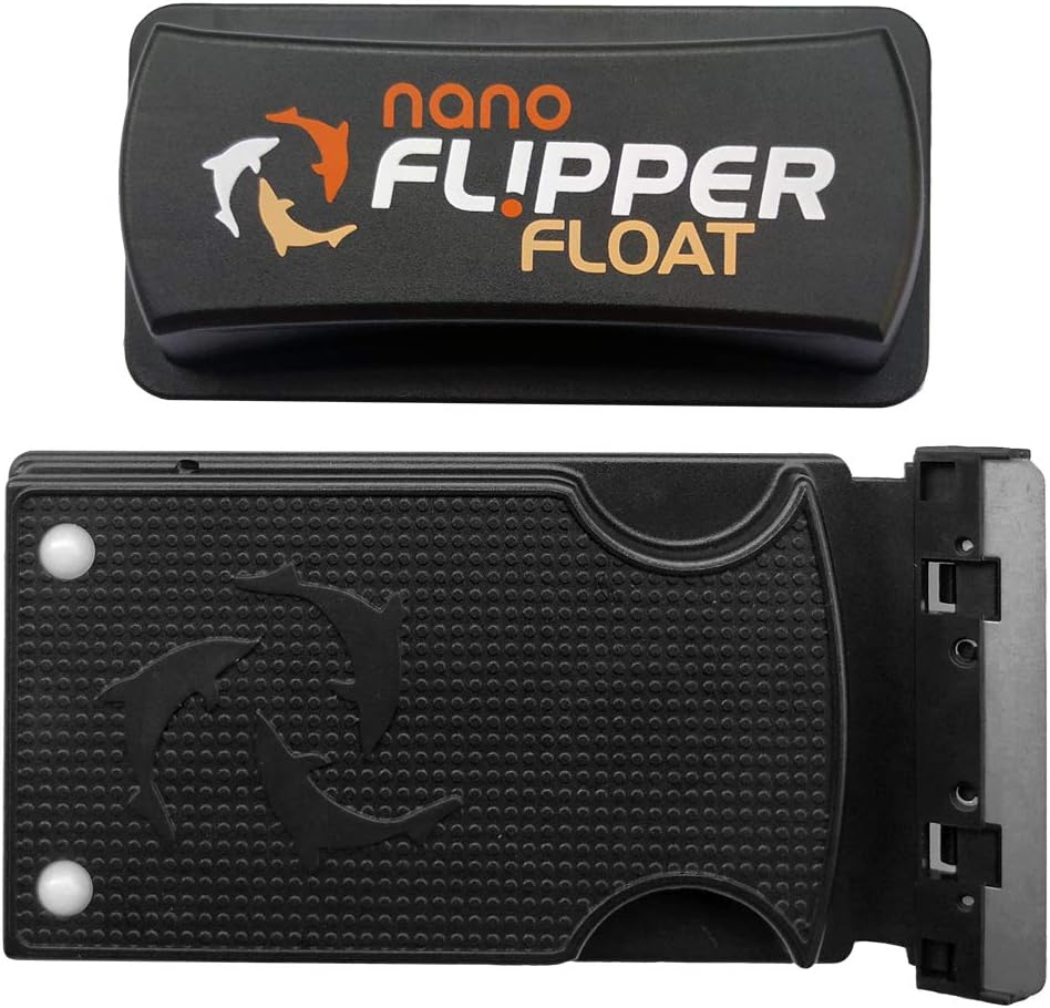 FLIPPER Float Nano Magnetic Aquarium Cleaner – 2-in-1 Flip Scrubber and Scraper, Floating Design with Strong Magnets for Algae and Debris Removal on Small Glass Tanks up to 1/4" (6mm)
