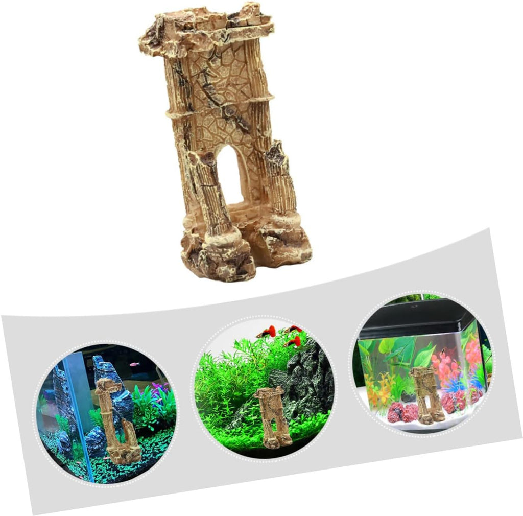 Fish Tank Resin Roman Column Lifelike Aquarium Decoration Durable Landscaping Prop Easy Care Ornament for Fish Tank Stable Base Design for Secure Placement