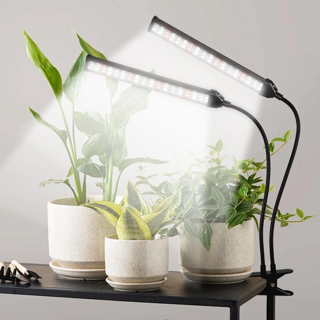 GHodec Grow Light LED Gooseneck Lamp,6500K 80W Full Spectrum 144 LED Plant Lamp Clip-on Desk for Indoor Plants Growing, Timer Setting 4/8/12/18H & 5 Dimmable Levels