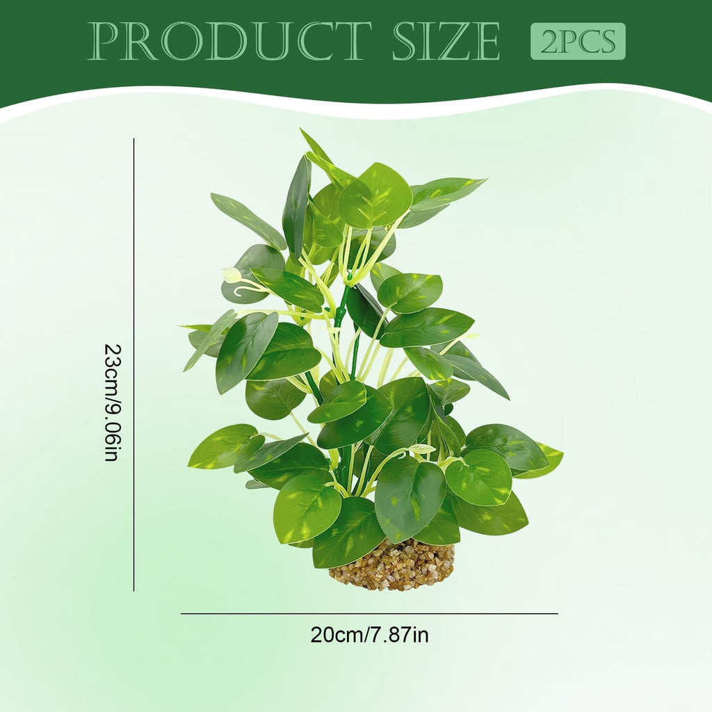 Silk Aquarium Plants (2-Pack) 9.8 Inch Artificial Plastic Fish Tank Decor, Small to Medium Size Aquarium Decorations, Safe Green Plants for Freshwater Tanks