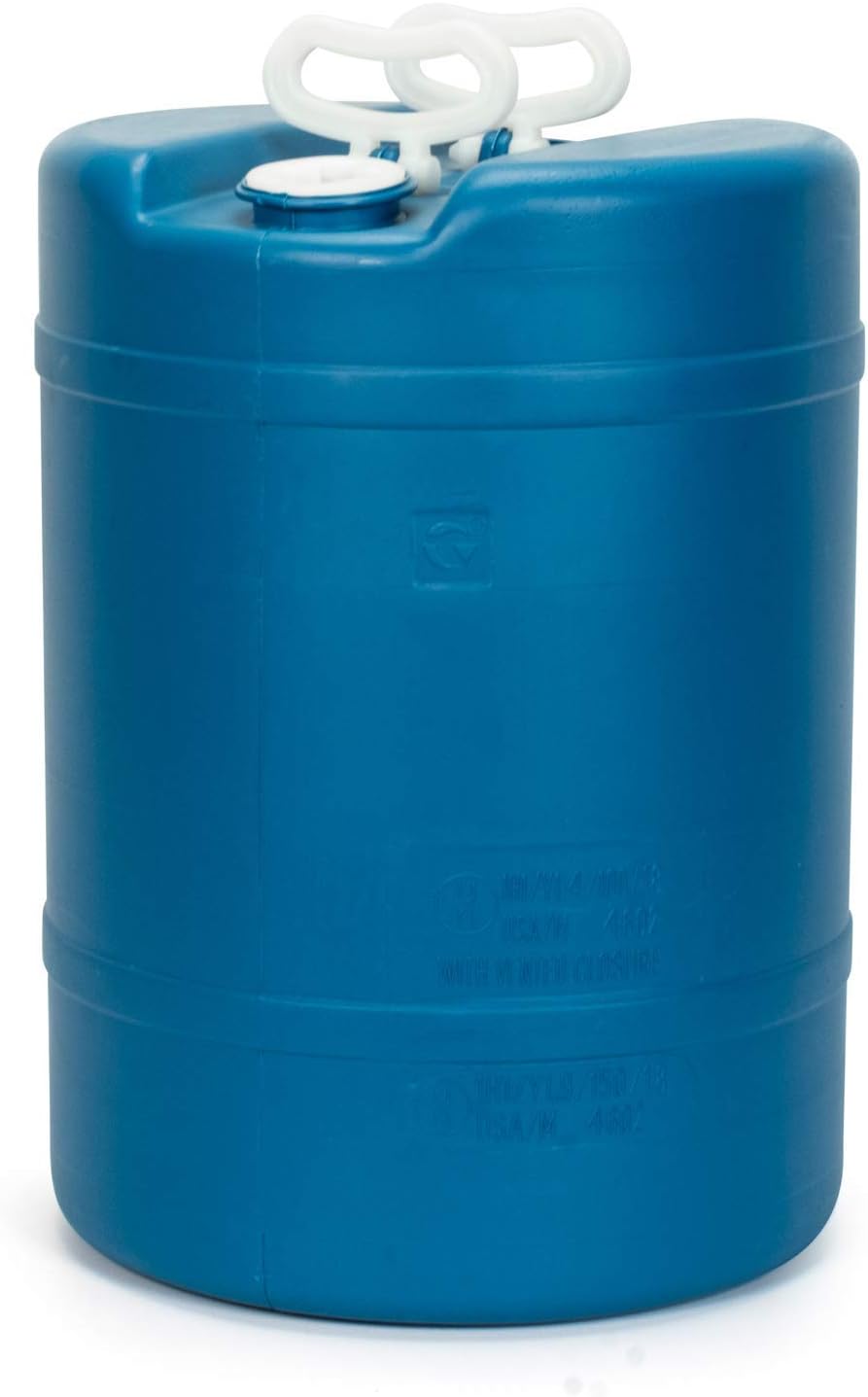 Legacy Food Storage 2 Emergency Water Storage Containers, Long Term 15 Gallon Water Tank with Wrench & Water Treatment Drops, for Camping, Prepping, Survival, 15.7" D, 21.5" H