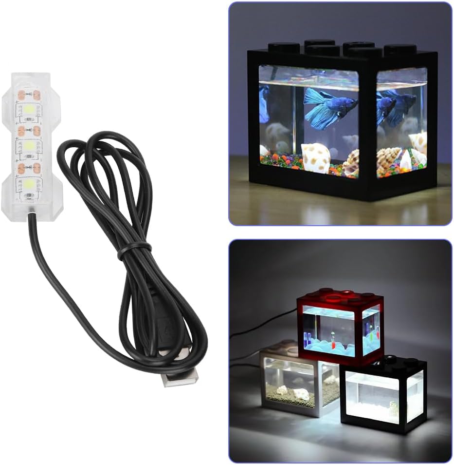 Small Aquarium Light, USB Fish Tank Light Water Plant Light Bar Desktop Mini Decoration LED Lamp for Office Desk Planted Freshwater Saltwater Betta Micro Landscape Daily Lighting Cold White