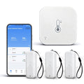 eMylo WiFi Thermometer Hygrometer 4 Pack, IP65 Indoor Smart Temperature Humidity Monitor with 3 Outdoor Wireless Sensors Kit, APP Notification Alert, Free Data Storage Export, 492ft Monitoring Range