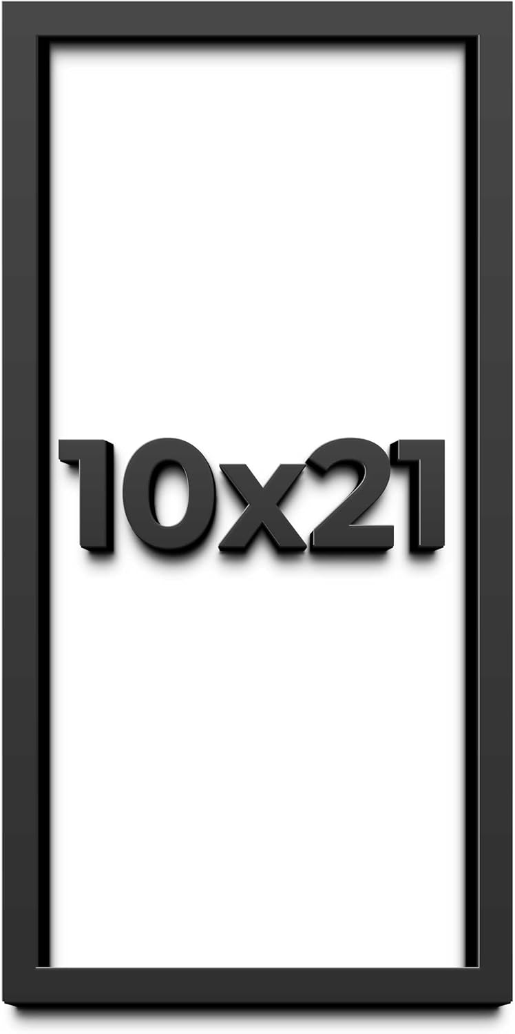 10x21 Shadow Box Frame Black | 1 Inch Deep Solid Wood Shadowbox Display Frame | UV Resistant Acrylic Plexiglass, Acid Free Backing, and Hanging Hardware | Dugan Picture Frame Style