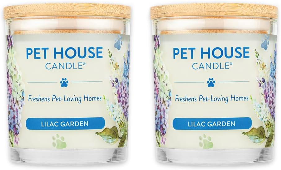 One Fur All Pet House Candle Plant-Based/Soy - Clean Burning Scented, Long Lasting Pet Odor Candle for Home - Lilac Garden
