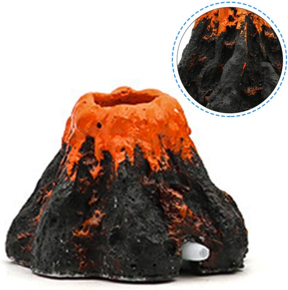 Fish Tank Volcano with Air Stone Aquarium Bubbler Decoration Air Pump Accessory Small