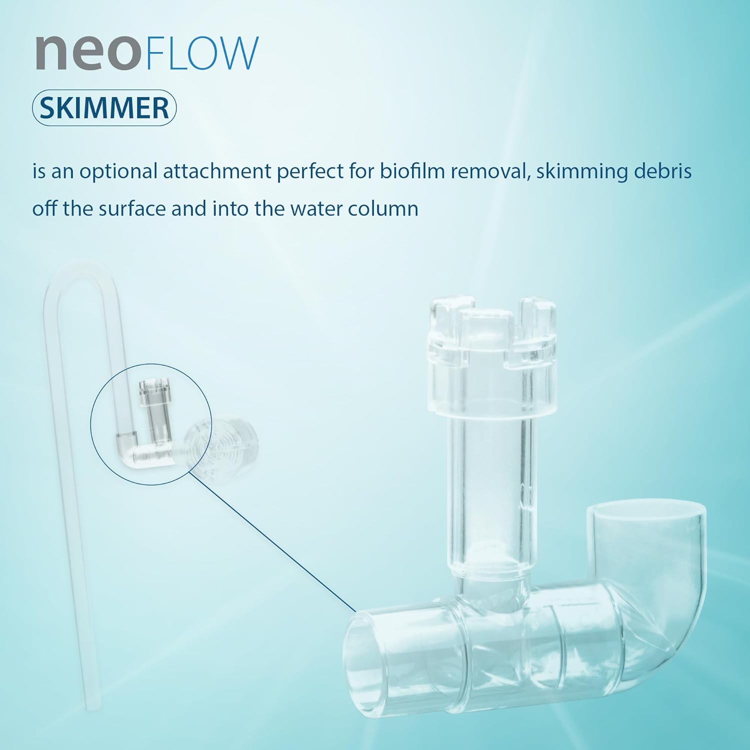 Neo Skimmer - Freshwater Planted Aquarium Surface Skimmer for/fits Neo Flow Lily Pipes, Rimless Tank Skimmer for Aquarium, Planted Tank Skimmer - Large, 17mm ID for/fits 5/8"(16/22) Tubing