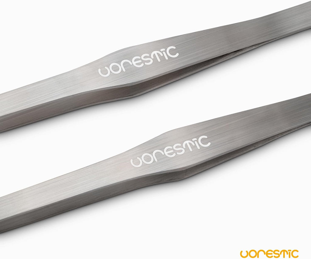 VORESTIC 2 Pcs 15 Inch Tweezers, Heavy Duty Reptile Feeding Tongs, Aquarium Tongs, Reptile Tweezers Feeding, Reptile Tongs, Straight and Curved Long Tweezers for Aquarium and Terrarium