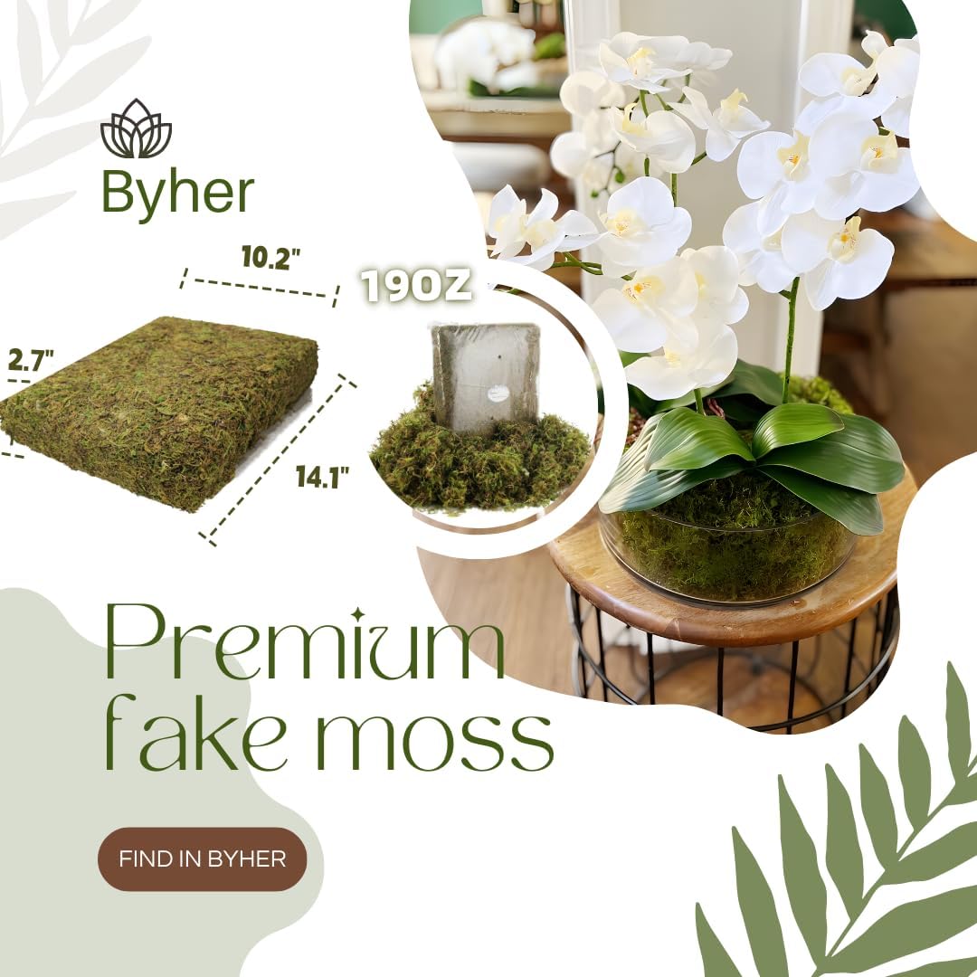 BYHER 19 OZ Fake Moss for Potted Plants Indoor, Artificial Moss for DIY Crafts, Faux Decroative Moss for Fake Plants Home & Garden Wedding Decor (Fresh Green - 540gr)