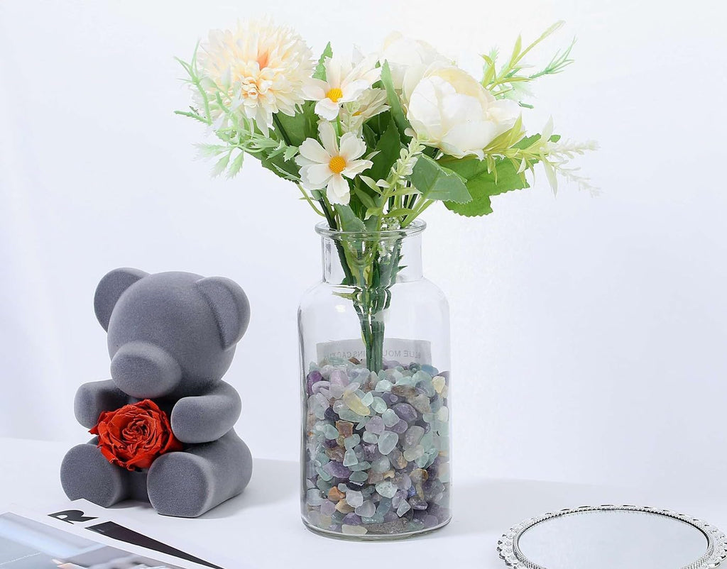 LAIDANLA Fluorite Crushed Stone Crystal Chips Bulk Natural Gemstones Healing Reiki Crystals Mini Quartz Vase Filler Aquarium Gravel 0.55lb