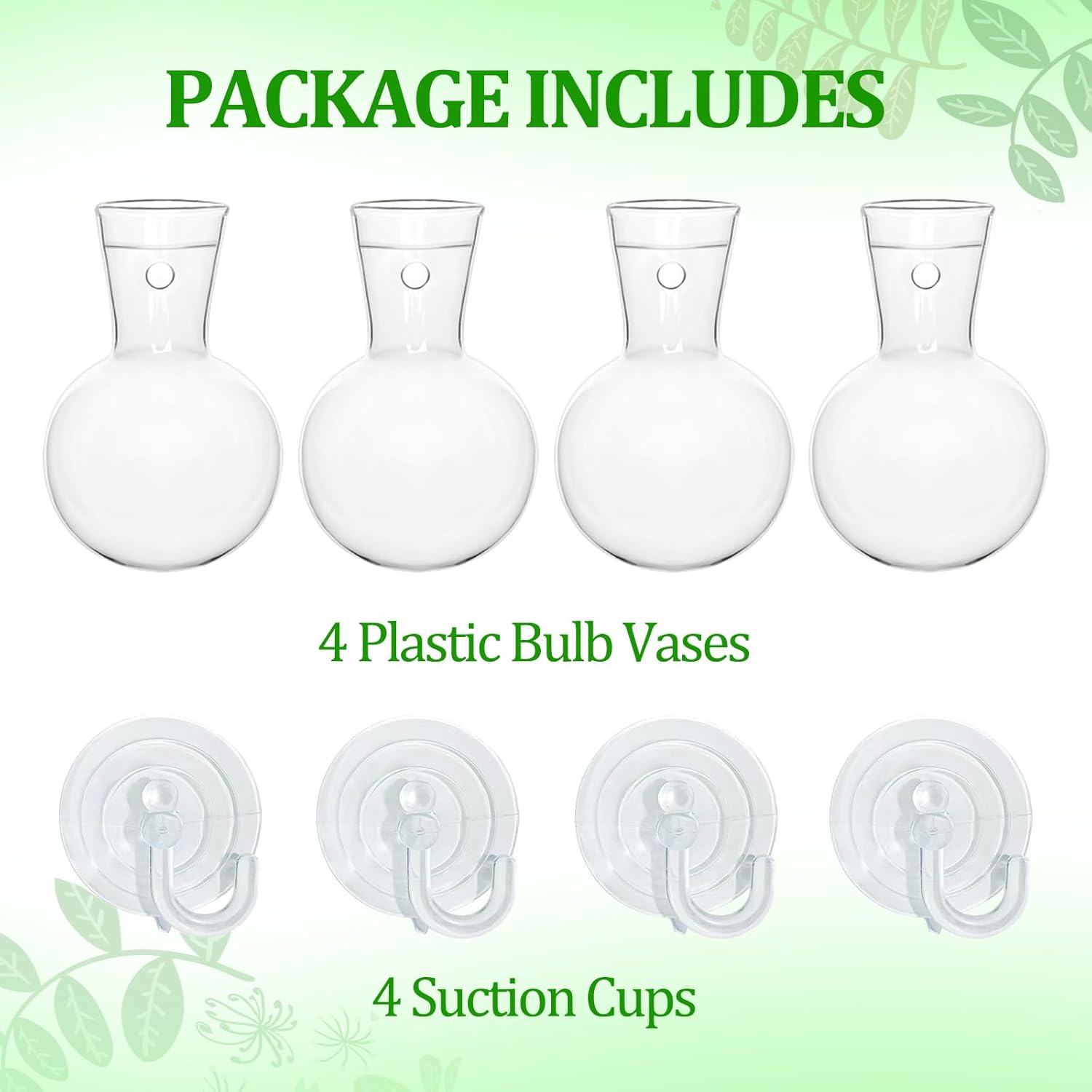 4 pcs Window Propagation Stations, Suction Cup Plastic Plant Propagation Bulbs, Easy to Install Wall Hanging Planter, No Nails Plastic Plant Terrarium Vase