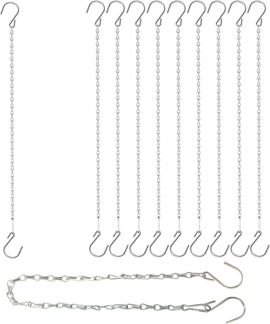 Adjustable Hanging Chain with Hooks, 25 Inch, Silver