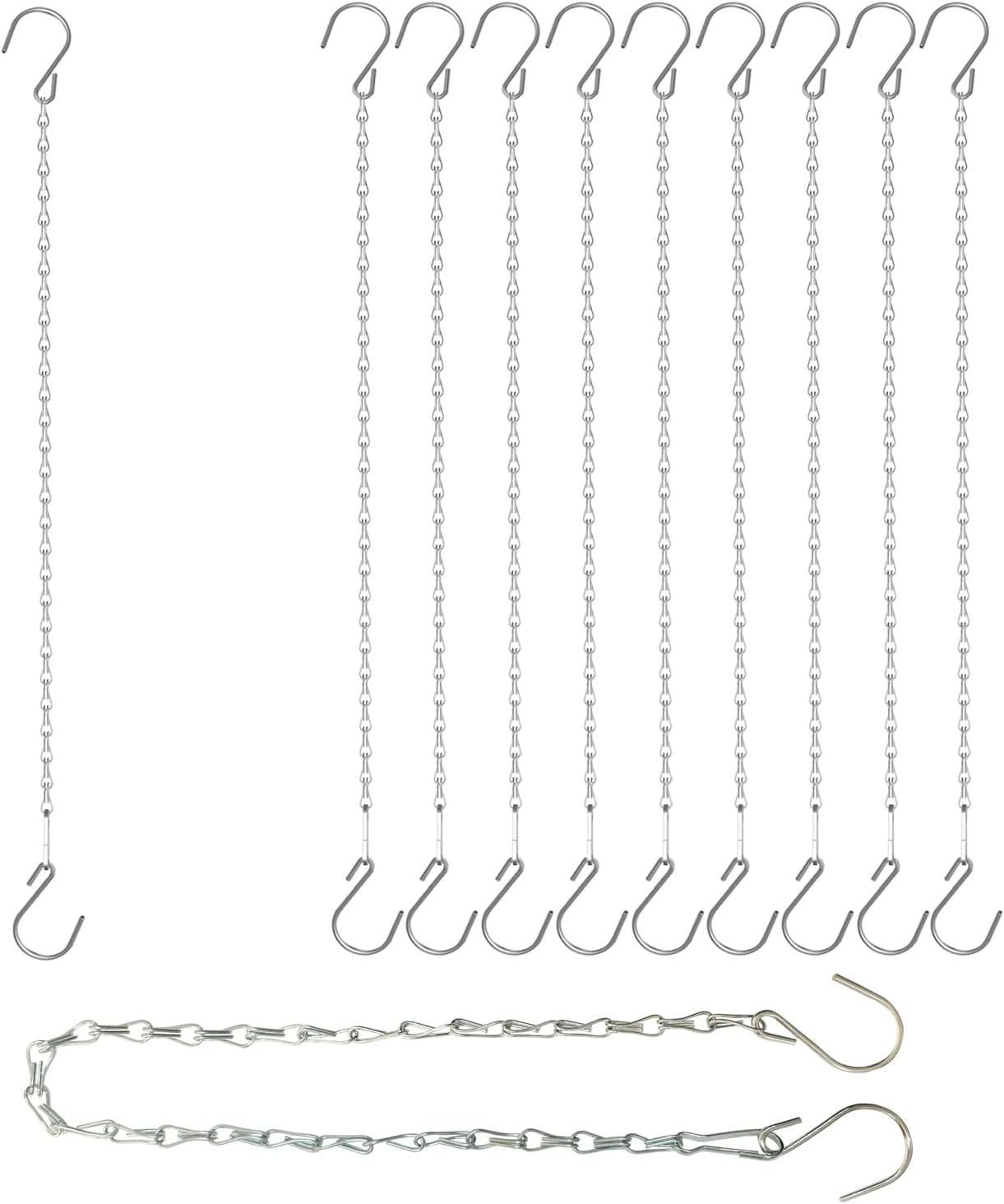 Adjustable Hanging Chain with Hooks, 25 Inch, Silver