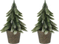 Mini Artificial Pine Trees in Decorative Pots, 2 Pack S Size Small Christmas Tree, Green Holiday Tabletop Christmas Trees Christmas Decorations for Bedroom Xmas Gifts (S)