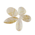 CRYSTALIS Wholesale 5pcs Natural Golden-Rutile Loose Gemstone Bulk Cabochons Jewelry Making Supply, Chakra Healing Polished Stones, Wire Wrapping, DIY, Gem Collection, Mix-Shape