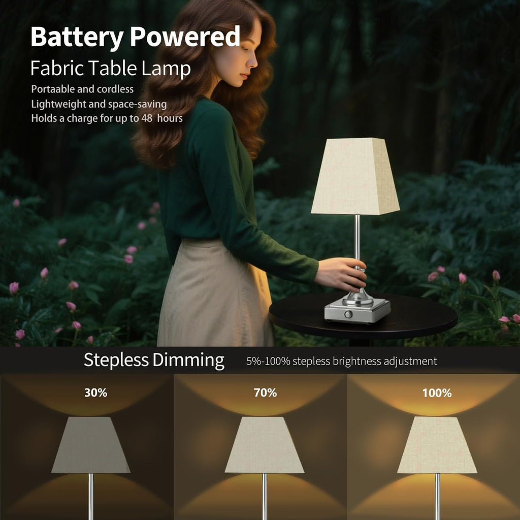 Rechargeable LED Table Lamps with Stepless Touch Control,Light Sliver Cordless Lamp for Living Room&Bedside&Patio&Shower,Small Desk Lamp(6000mAH Battery),2 Pack for Home Decor,Best Gifts for Family