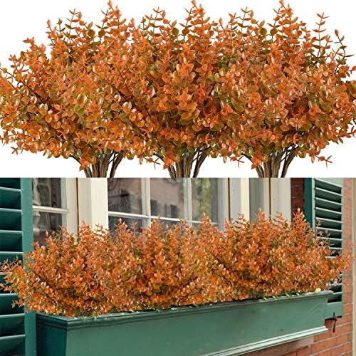20 Bundles Artificial Grasses Outdoor Fake Grasses for Decoration UV Resistant No Fade Faux Plastic Plants Garden Porch Window Box Décor