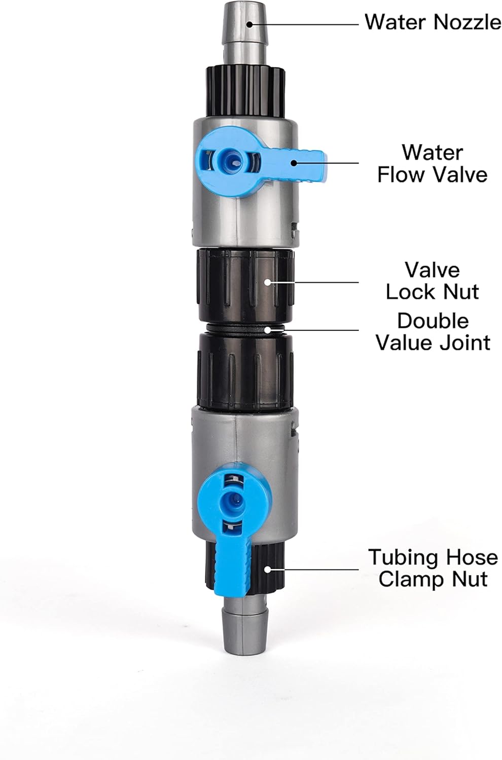 LANDEN Double Tab Connector for Aquarium, Canister Filter Hose Connector, Fish Tank Water Flow Control, Quick Release Valve, (1/2"(12/12mm))