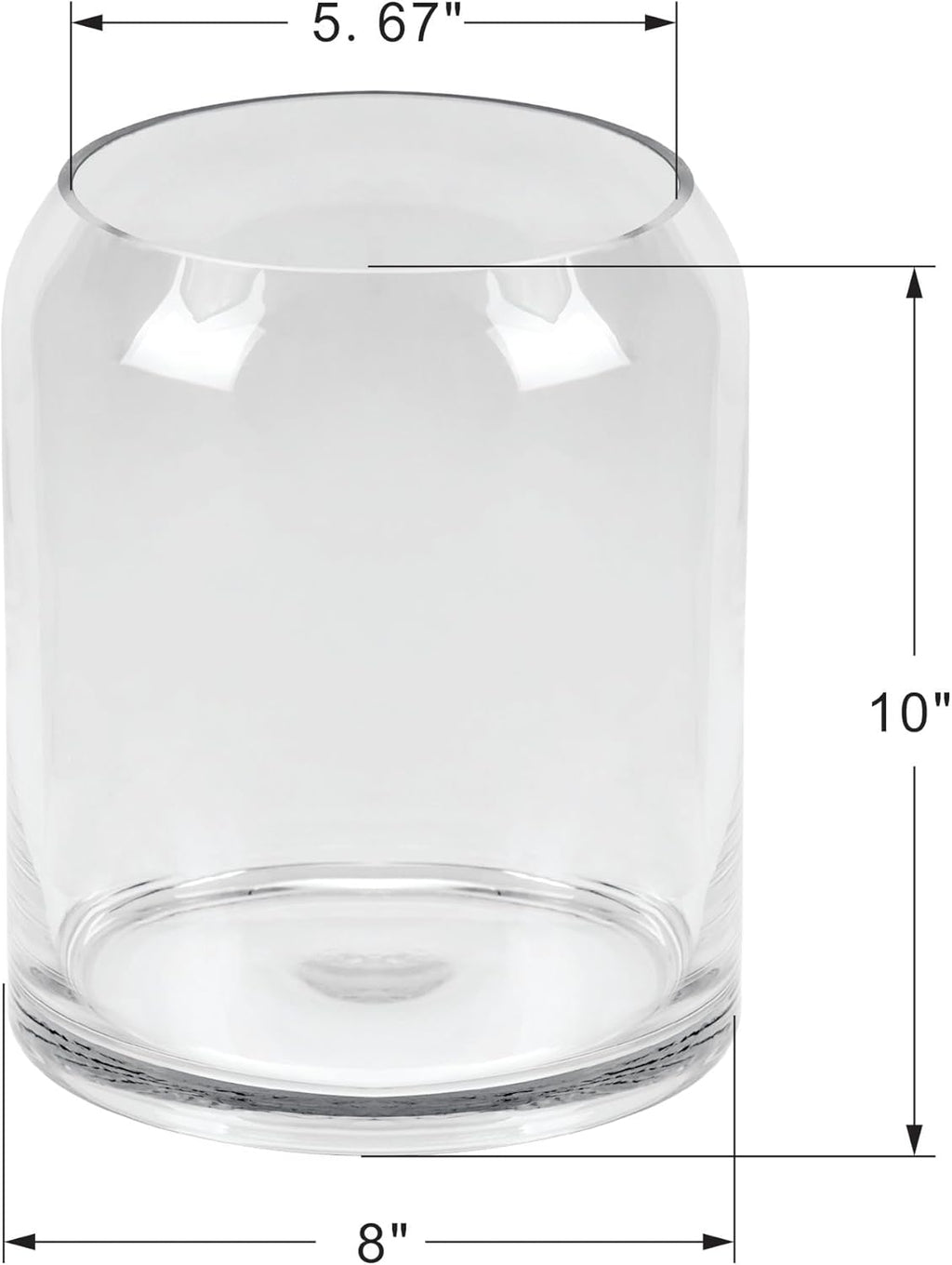 10" High 8" Wide Large Handmade Scandinavian Clear Glass Vase, Glass Flower Vase, Vase for Bouquet, Modern Glass Vase, Dome Glass Vase, Glass Terrariium, Hurricane, Centerpiece (Clear, 8"x10")