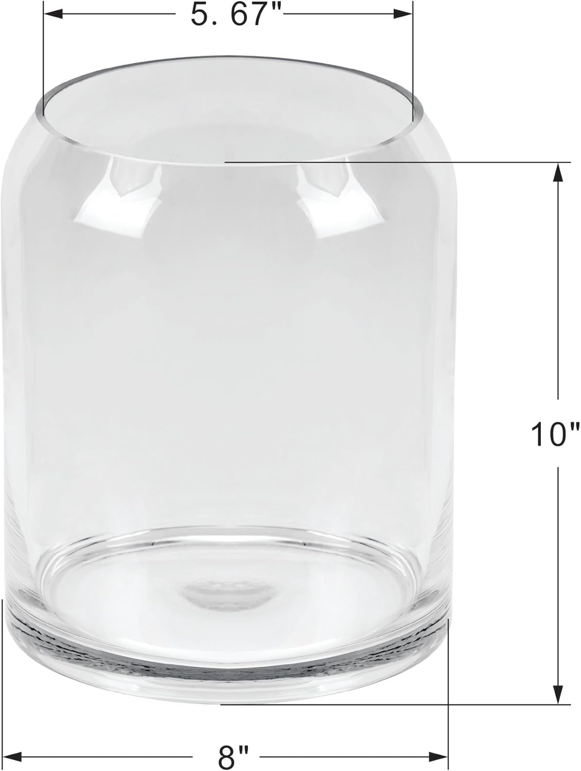 10" High 8" Wide Large Handmade Scandinavian Clear Glass Vase, Glass Flower Vase, Vase for Bouquet, Modern Glass Vase, Dome Glass Vase, Glass Terrariium, Hurricane, Centerpiece (Clear, 8"x10")