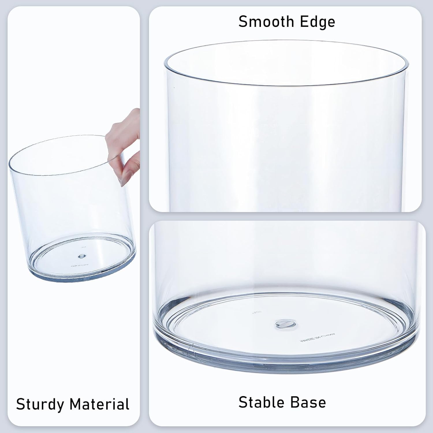 Clear Acrylic Vase for Centerpieces 5.9x5.9 Inch Cylinder Wide Mouth Vase for Flowers, Home Decorative, Office, Wedding Party
