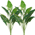 Melorca&Guilla Artificial Plants 2PCS 30“ Fake Taro Plants,Large Faux Plant,Artificial Grass Greenery Shrubs Bushes for Garden Porch Window Box Shop Office Home Décor
