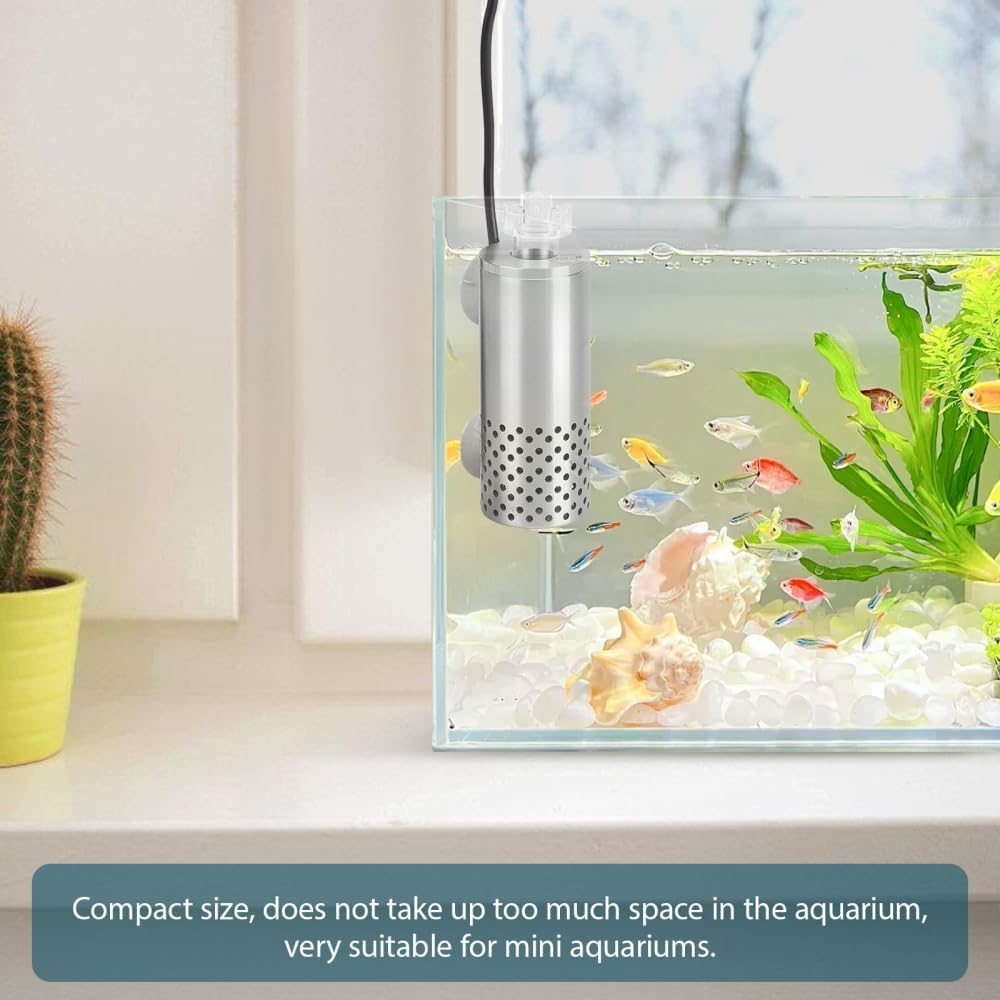 MiOYOOW Mini Aquarium Surface Skimmer, Suction Cup Auto Fish Tank Removal Tool Compact Internal Tank Strainer for Remove Film and Oil from Water