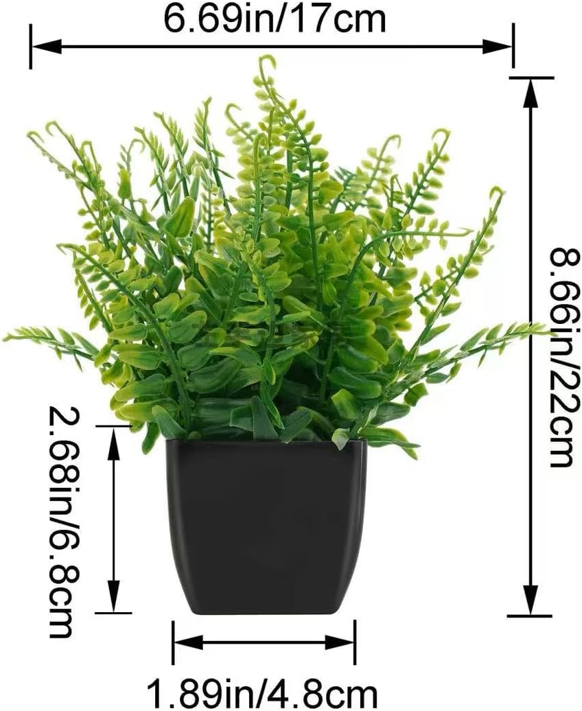 4 Pack Small Artificial Plants in Pots, Faux Mini Potted Fake Greenery Assortment for Home Office Desk Decor, Realistic Lifelike Plastic Foliage Indoor Outdoor Decoration