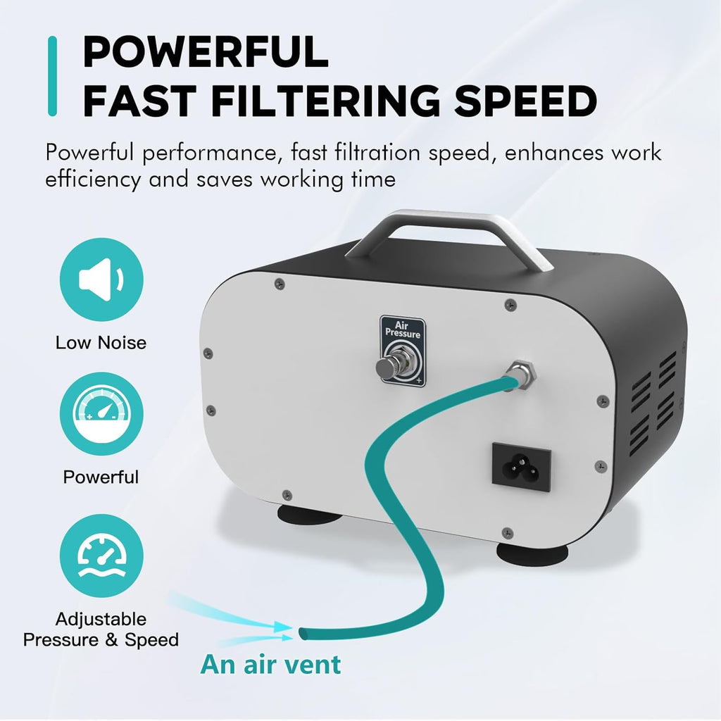 LAB FISH Adjustable Pressure Vacuum Pump 20L/min Portable Oilless Diaphragm Vacuum Filtration W/Rubber Tube Negative Pressure,110V-220V