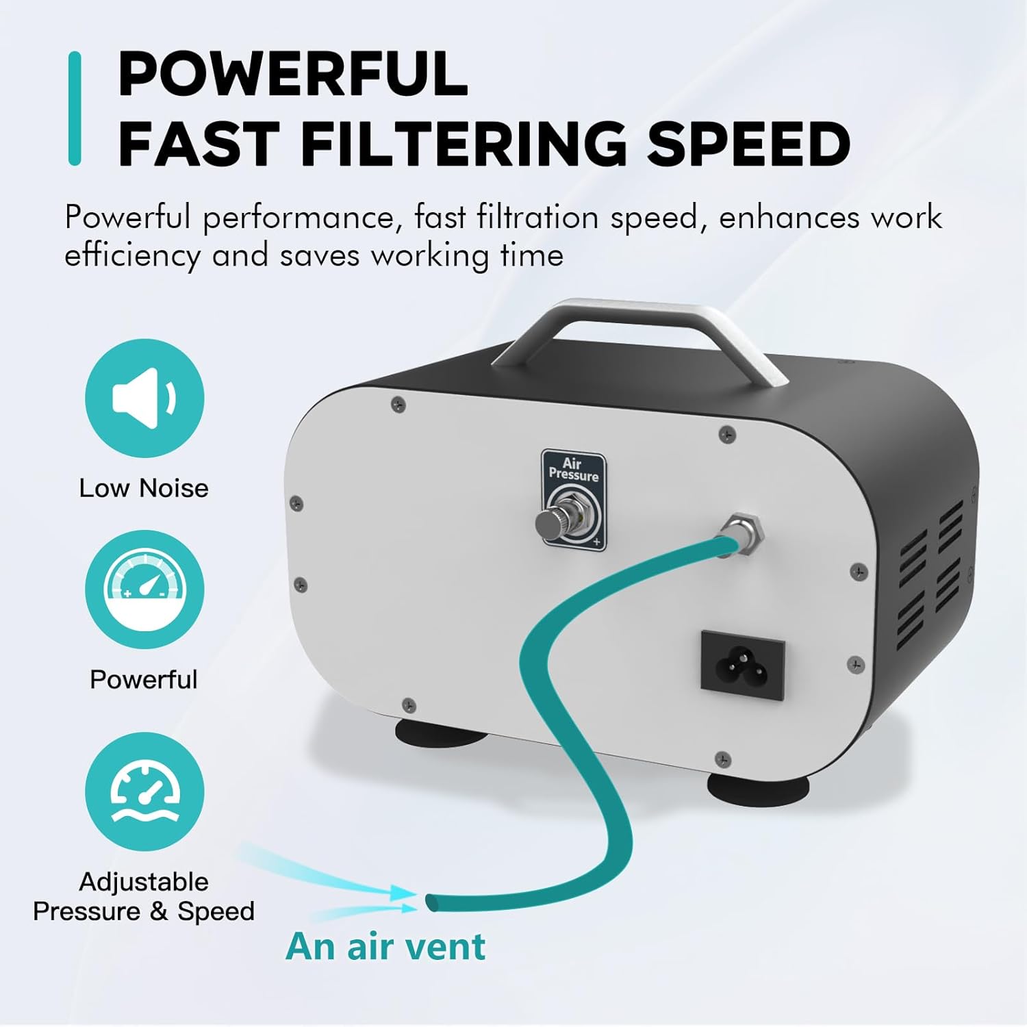 LAB FISH Adjustable Pressure Vacuum Pump 20L/min Portable Oilless Diaphragm Vacuum Filtration W/Rubber Tube Negative Pressure,110V-220V