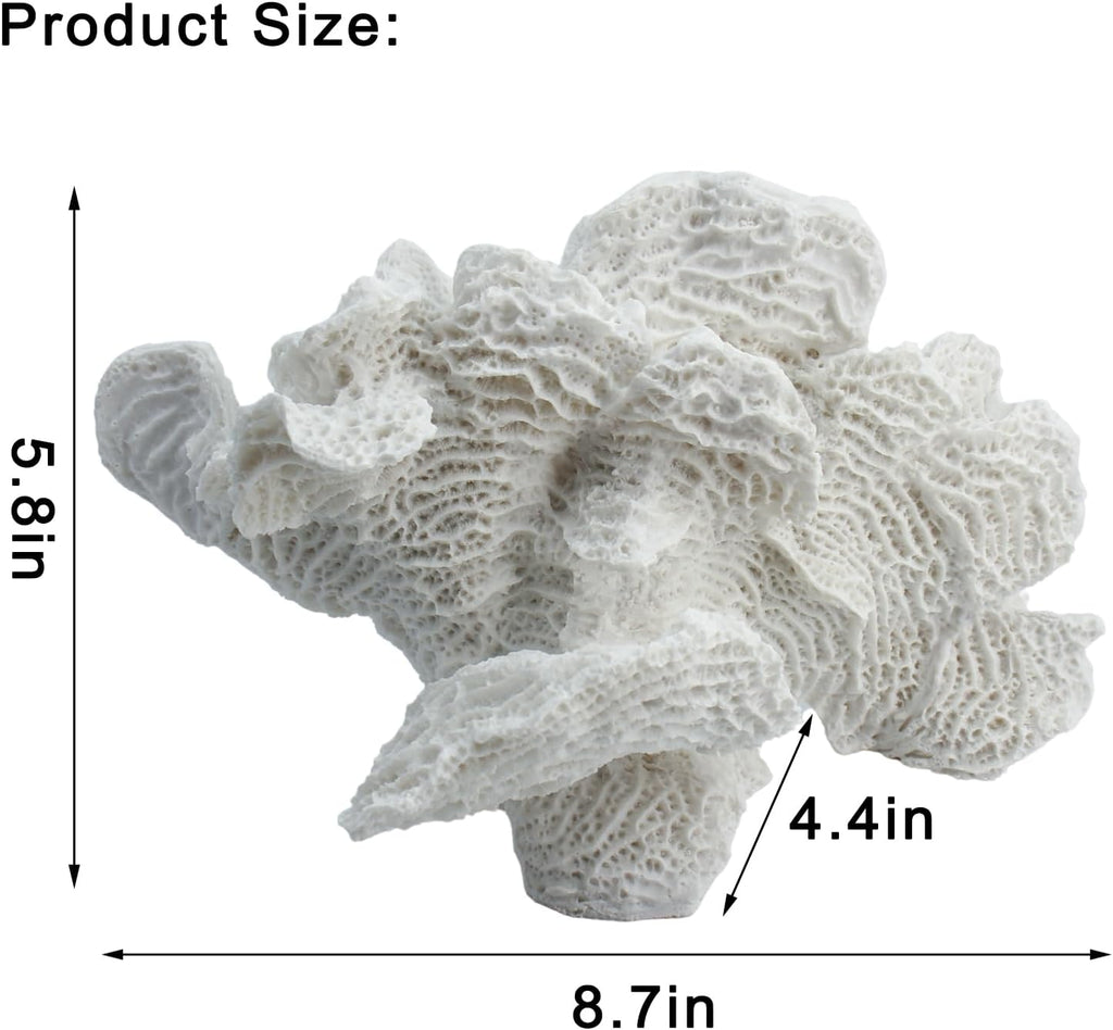 Artificial Sea Coral Statue, Coral Sculpture Home Decor Resin Nautical Decor, Coastal Decorations for Home Beach Themed Decor for Party Wedding Room Kitchen Table Shelf (White)