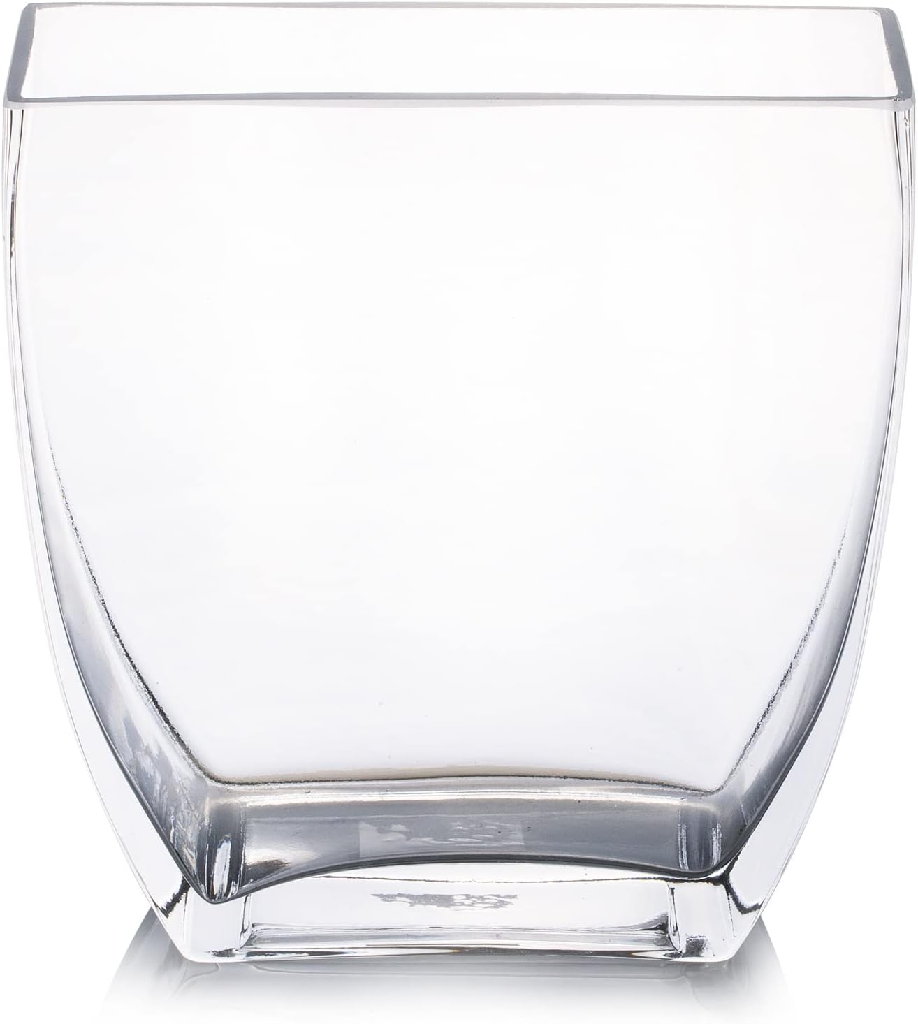 Enova Floral Clear Rectangle Glass Vases, 7x7x2.5 Inch Block Glass Vase for Flowers, Square Glass Vase for Wedding Centerpieces, Home Décor (1 Piece)