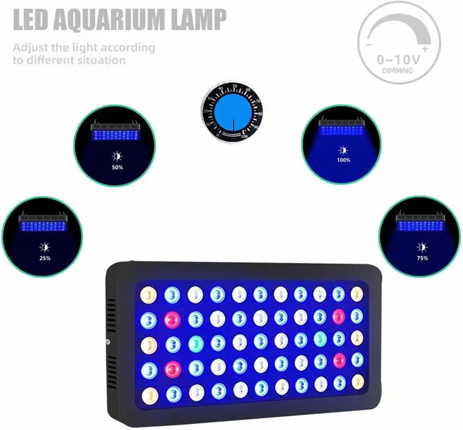165w Full Spectrum Aquarium Light Reef/Fish Tank Light with 3 Dimming Modes 55 Premium SMD Chips 5 Colors LED Reef Light for Coral Saltwater Freshwater Fish (16"X8"X2.4")