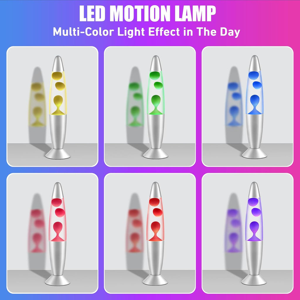 Multi Color Changing Liquid Motion Lamps, 13.5 Inch Small LED Night Lights for Kids Adults, Relaxing Mood Lighting for Bedroom Office, Glitter Christmas Decor Birthday Gifts