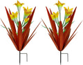 Homight Metal Agave Plant Outdoor Decoration Lily Mexican Yard Art Garden Gift Home Decor Hand Painted Metal Agave Garden Yard Statue, Outdoor Lawn Ornaments(2 Big Yellow Lilies)