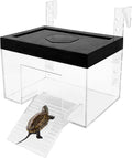 Turtle Basking Platform 7.87 x 5.51 x 5.51inch Hanging Basking Platform for Aquatic Turtles with Lid and Ramp Adjustable Reptile Ramp Dock Turtle Tank Accessories (Small)