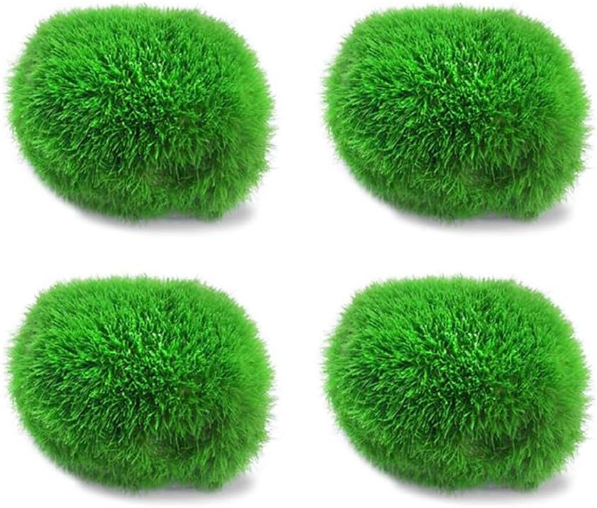 MiOYOOW 4PCS Decorative Moss Balls, Artificial Moss Decorations, Creative Aquatic Plant Ornaments for Fish Tank Aquarium Garden Home Bowl Vase Party Wedding Christmas Decor