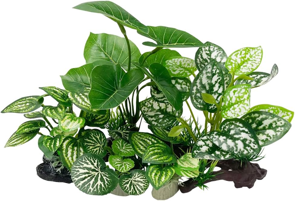 Smoothedo-Pets Fish Tank Decorations Aquarium Decoration Ornaments Accessories Betta Fish Hides Cave Rest Soft Leaf (Mix-Leaf-Set-C)