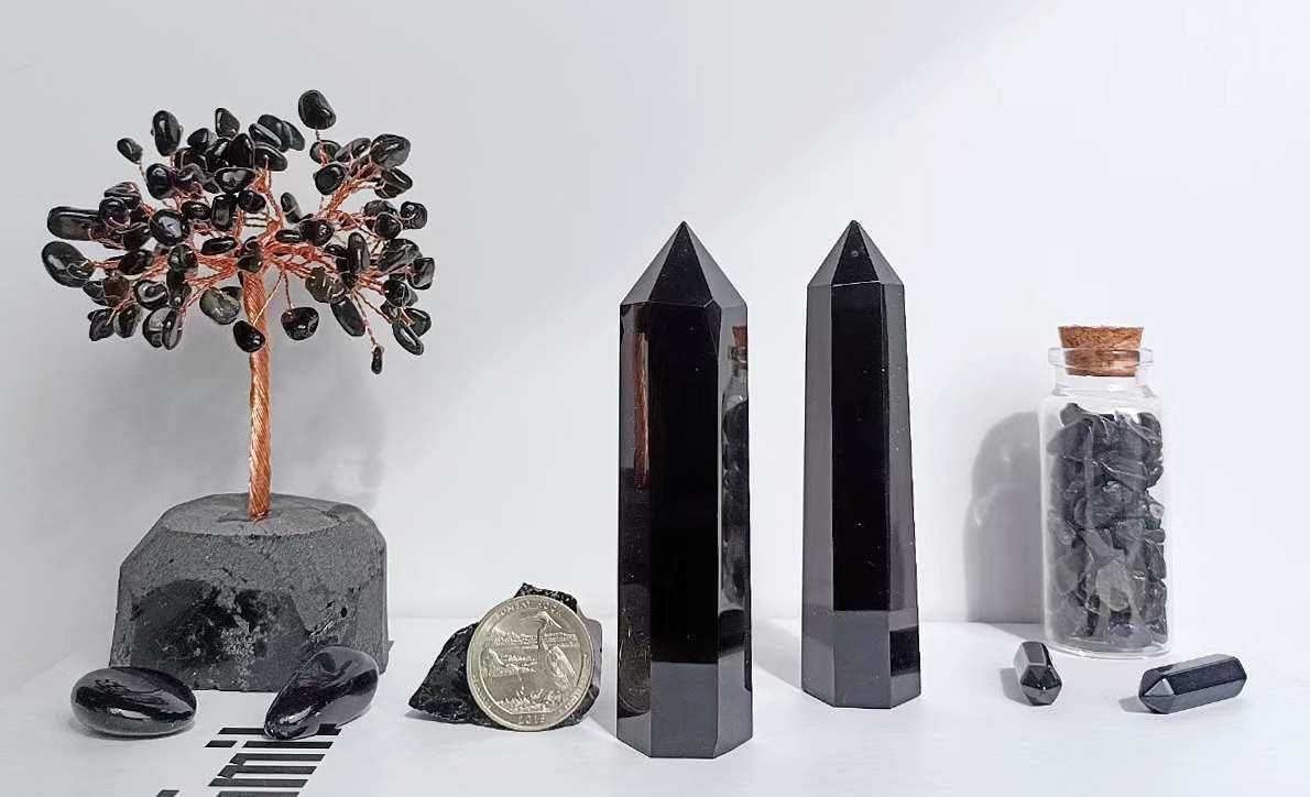 LAIDANLA Obsidian Healing Crystals Wands 3.5-4" Polishing Natural Reiki Energy Wand Stone Hexagonal Point Large Crystal Gemstones for Meditation Therapy Crystal Grid Decoration 1Pcs