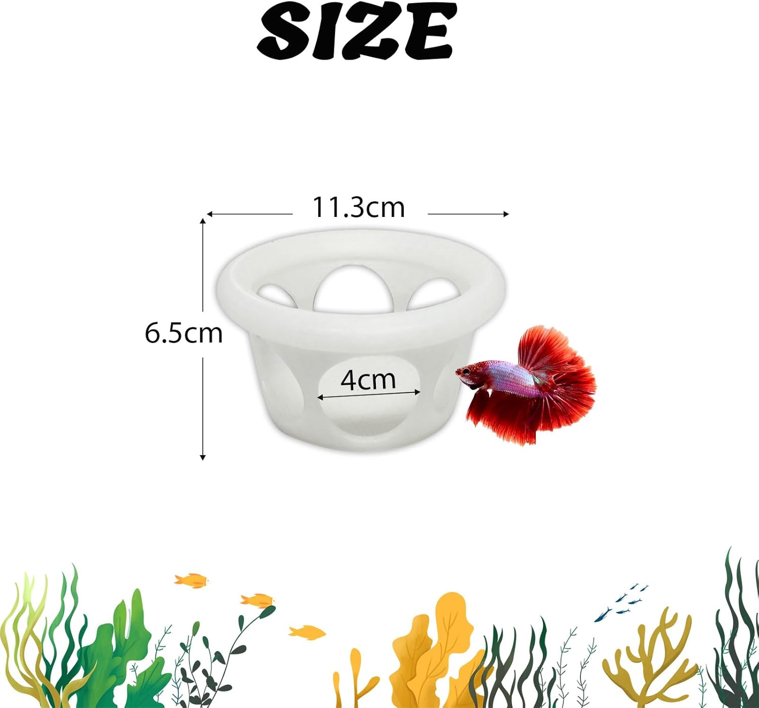 Floating Betta Fish Hideaway, Aquarium Suspended Resting Spot, Feeder for Small Fish and Shrimp, 3D Printed, Decorative Floating Cave Accessory for Aquariums. (Translucent Color)
