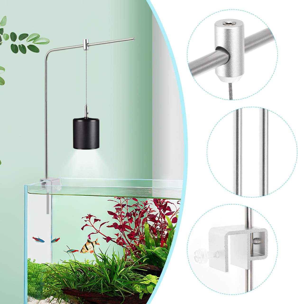 BESPORTBLE Aquarium Light Mount, 2Pcs Adjustable Aquarium Light Mounting Bracket Reptile Glass Lamp Stand Fish Tank Led Lamp Holder