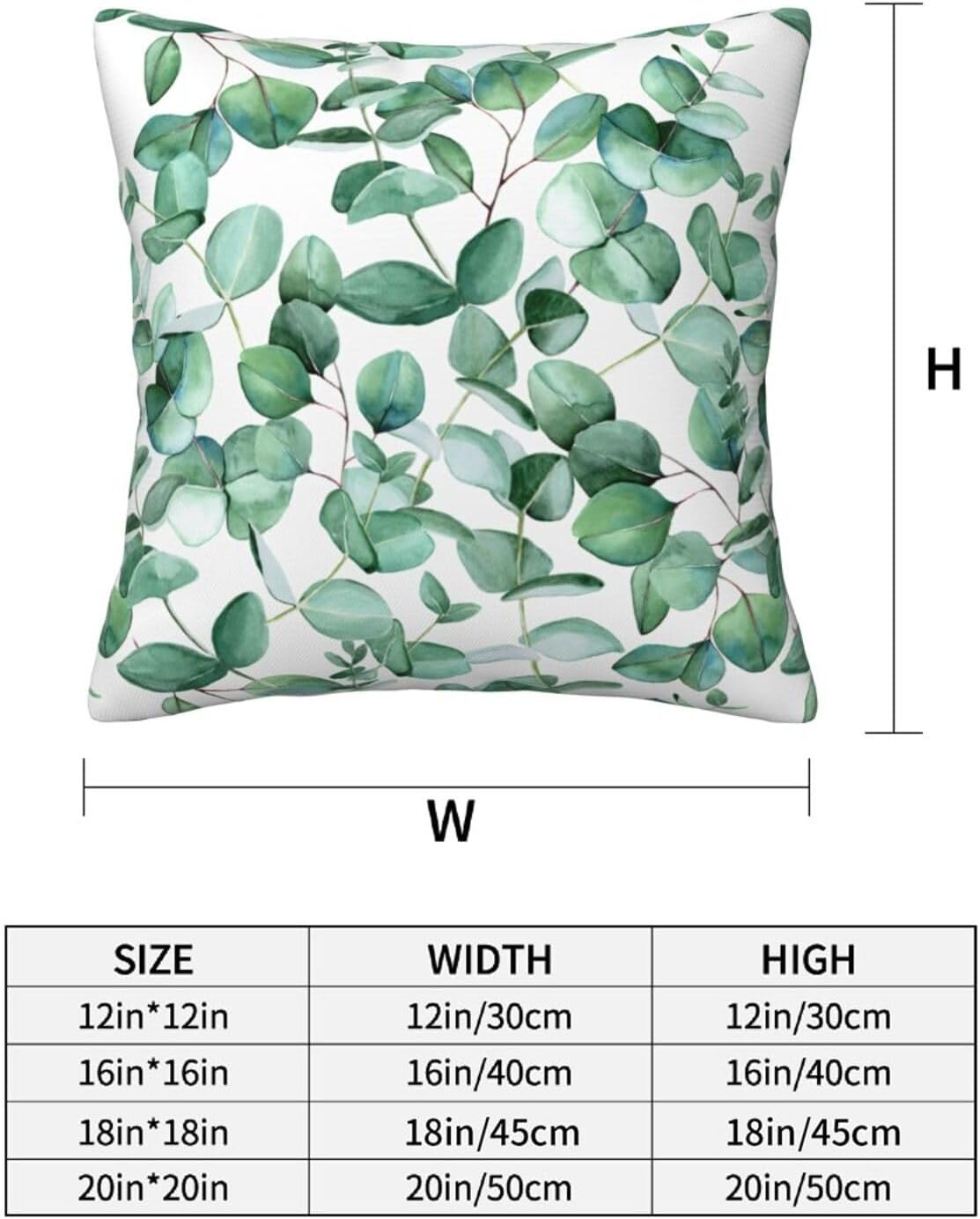 Sage Green Leaf Throw Pillow Covers Set of 2 Ultra-Soft All-Season Pillow Shams with Hidden Zipper,Durable for Sofa Bed Car Decor & Gift 18x18IN