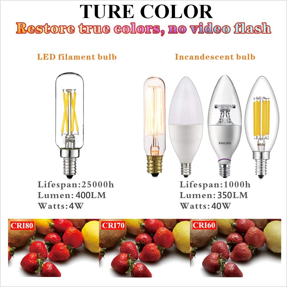 LiteHistory E12 led Bulb Dimmable 4W Equal 40W led Candelabra Bulb Daylight 5000K Clear T6 T25 E12 Edison Bulb for Ceiling Fan,Chandelier AC120V 400LM 6Pack